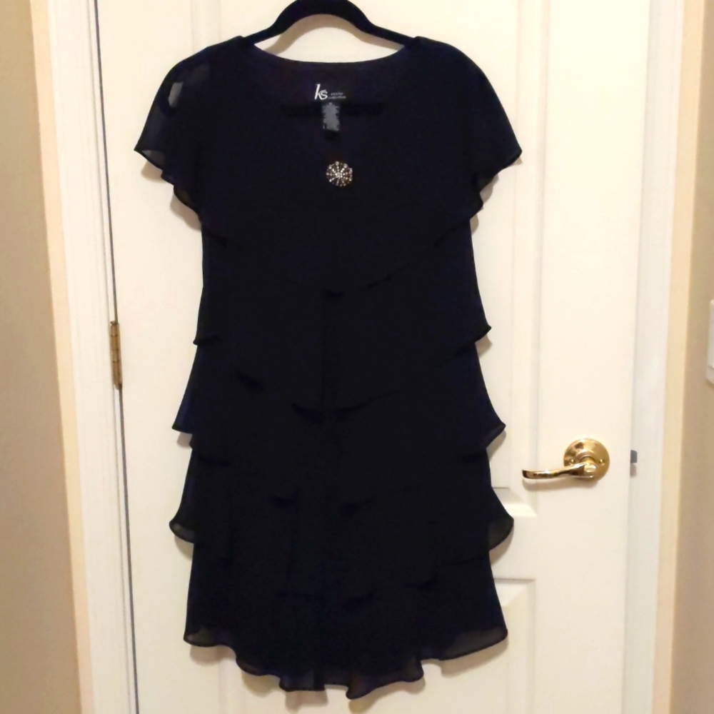 KS Petite Collection Black Layered Shift Dress Size 6P